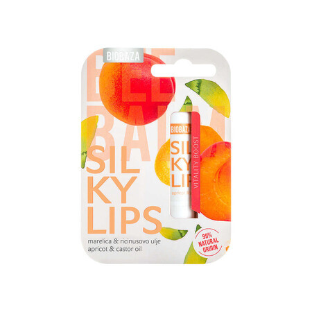 Balsamo per labbra naturale, con olio di ricino e albicocca, SILKY LIPS, BIOBAZA, 4,5 g