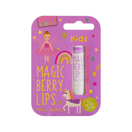 Natural lip balm, for children, with raspberry flavor and natural oils, Biobaza, 4.5 g