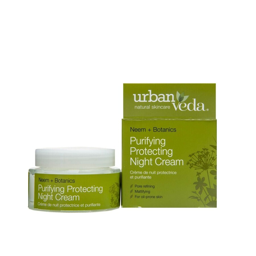Crema notte protettiva con olio di neem - per pelli grasse, Purificante - Urban Veda, 50 ml