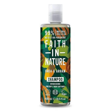 Shampoo naturale nutriente con burro di karitè e olio di argan per capelli secchi, Faith in Nature, 400 ml