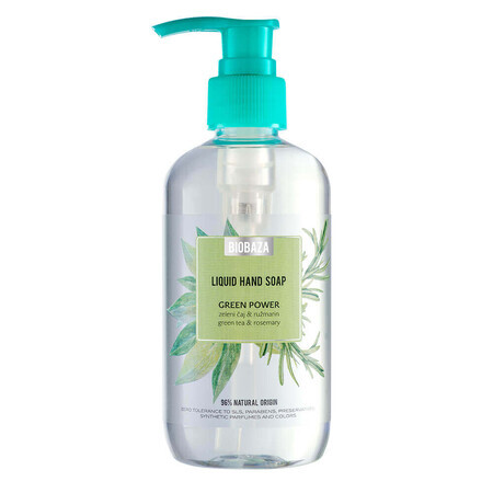 Sapone liquido naturale con aloe vera e tè verde, GREEN POWER, BIOBAZA, 250 ml