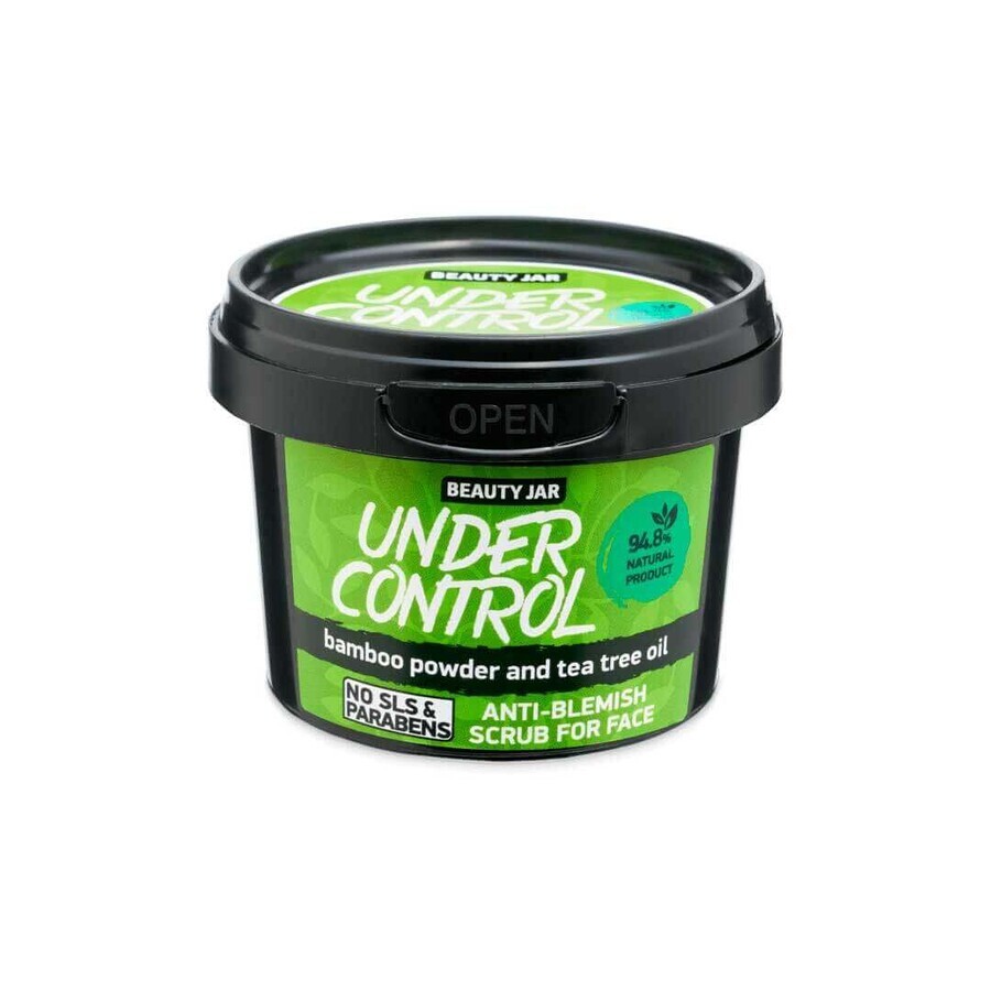 Scrub viso per pelli grasse, con polvere di bambù e olio di melaleuca, Under Control, Beauty Jar, 120g