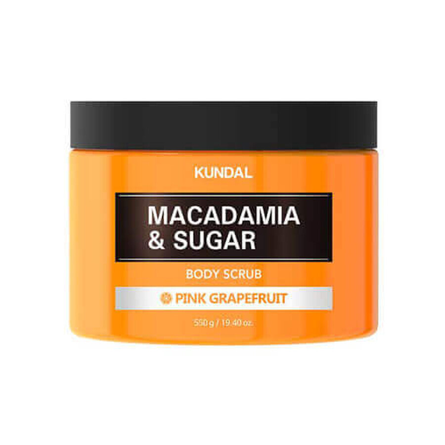 Scrub idratante naturale con macadamia e zucchero, Pompelmo Rosa, Kundal, 550 ml