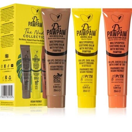 Set regalo balsamo per labbra Nude Collection, Dr. PAWPAW, 3 x 25 ml