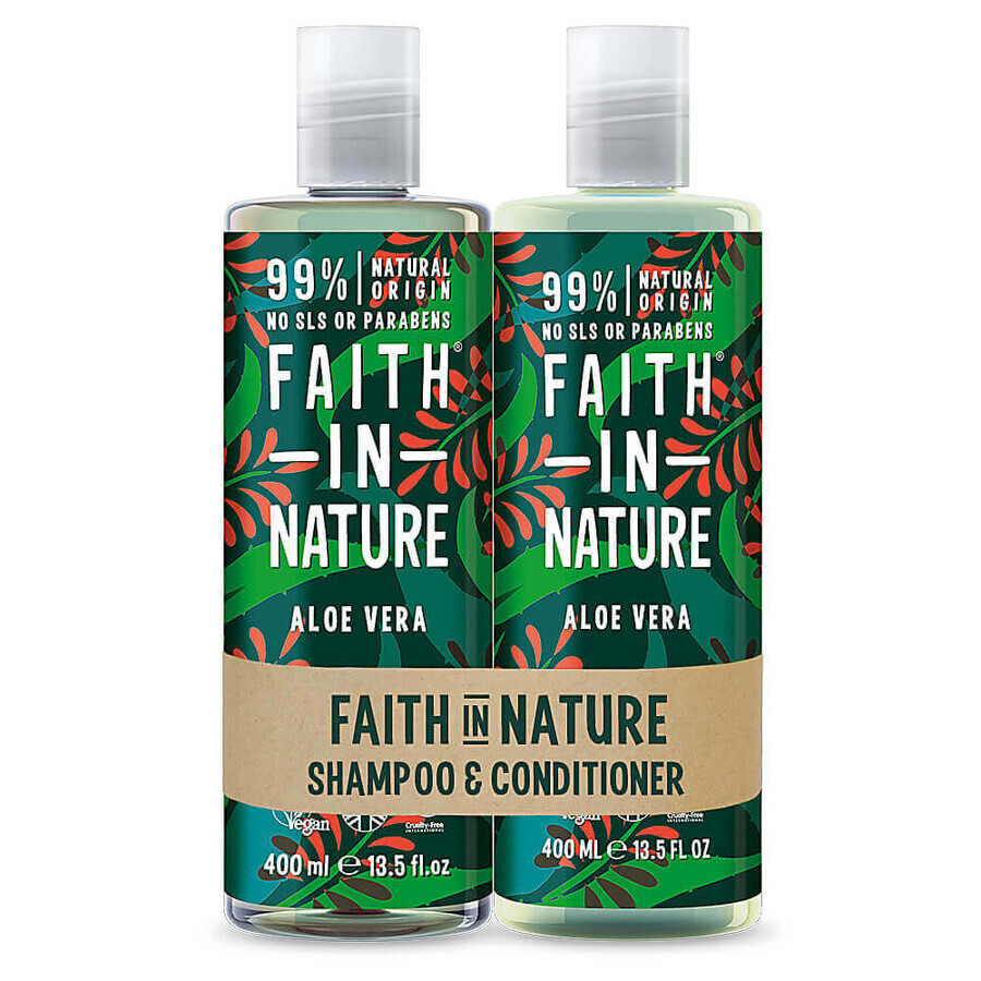 Set shampoo e balsamo all'aloe vera, Faith in Nature, 2 x 400 ml