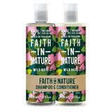 Set shampoo e balsamo con rosa canina, per tutti i tipi di capelli, Faith in Nature, 2 x 400 ml