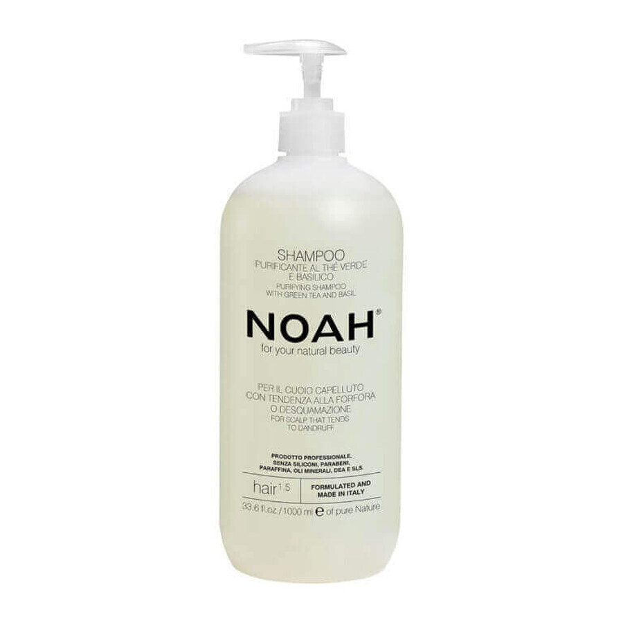 Shampoo purificante naturale al tè verde per capelli con forfora (1.5), Noah, 1000 ml