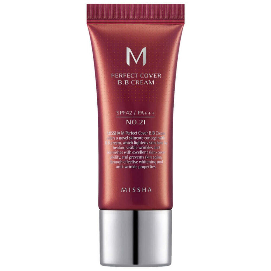 BB Cream M Perfect Cover SPF42/PA+++, 20 ml, tonalità 21, Missha