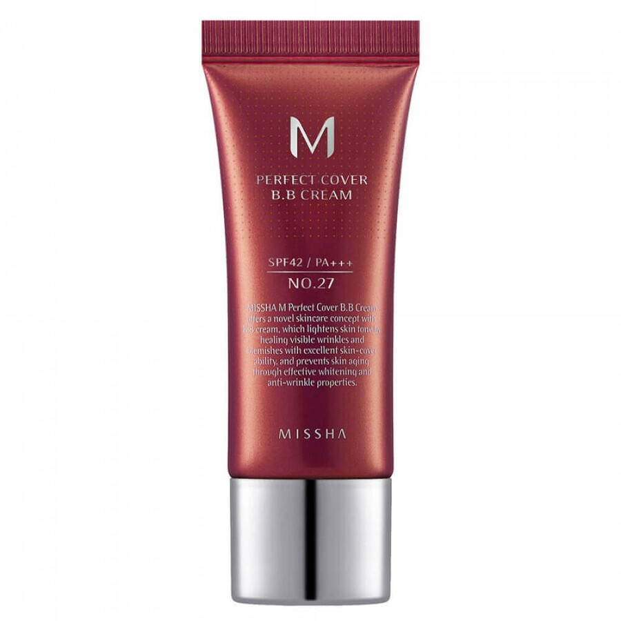 BB Cream M Perfect Cover SPF42/PA+++, 20 ml, tono 27, Missha