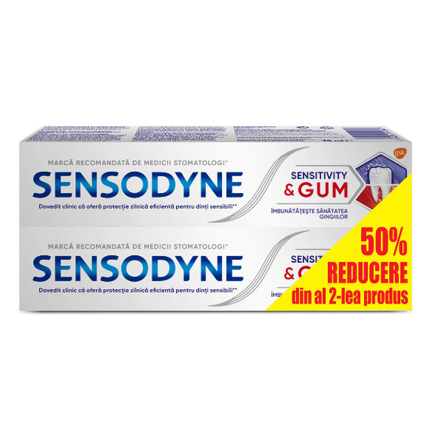 Sensitivity &amp; Gum Toothpaste Pack, 75 + 75 ml, Sensodyne