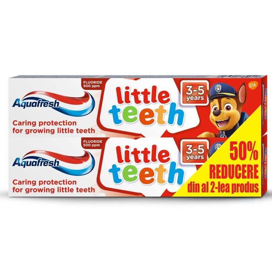 Dentifricio Little Teth, 50+50 ml (sconto 50% sul secondo prodotto), Aquafresh