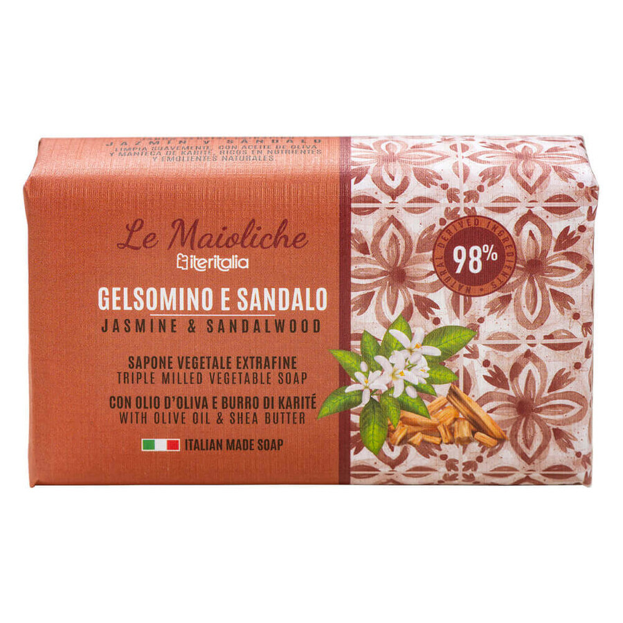 Sapone vegetale al gelsomino e sandalo, 175g, Iteritalia