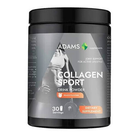 Collagen Sport Active Line Instant Peach Flavour Powder, 600 g, Adams