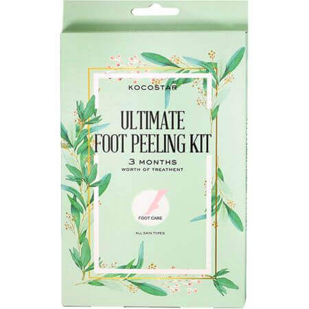 Foot Peeling Foot Mask Set, 3 pieces + Foot Cleansing, 3 pieces, Kocostar