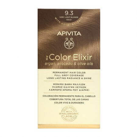 Tintura per capelli My Color Elixir, Biondo Chiarissimo Oro N9.3, 155 ml, Apivita