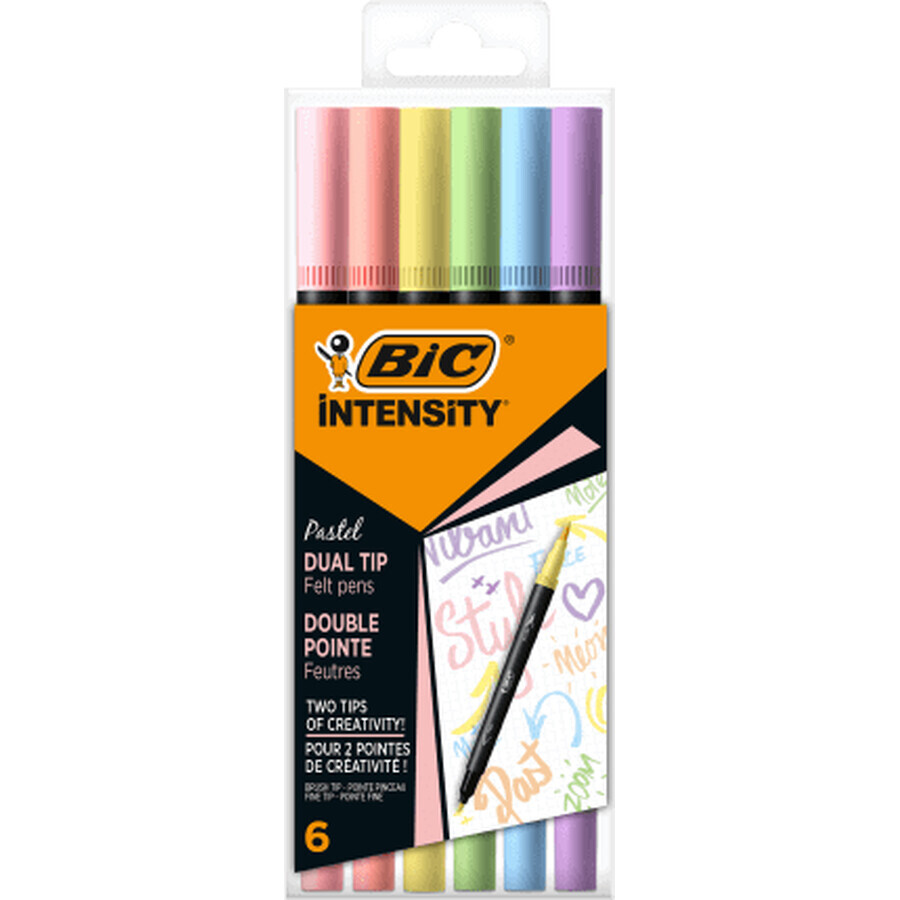 BIC Double-pointed markers in pastel colours, 6 pcs.