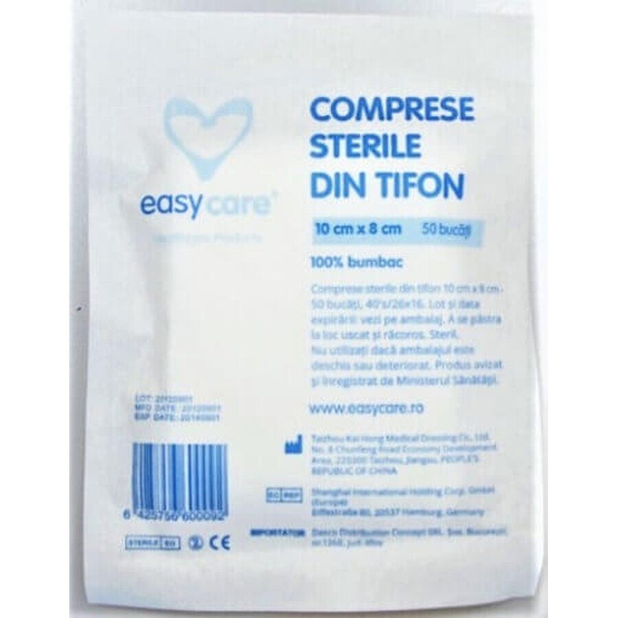 Compresse sterili Easycare in garza di cotone 100% taglio 22gr/Mp 10/8cm/50 Str 1 busta