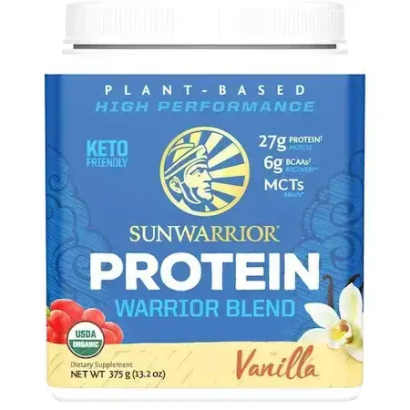 Sunwarrior Plant-Based Organic Protein, Organic Vegan Protein with Vanilla Flavor, 375 g