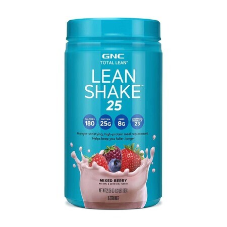 Gnc Total Lean Lean Shake 25, Batido de proteínas, con sabor a bayas, 832 G