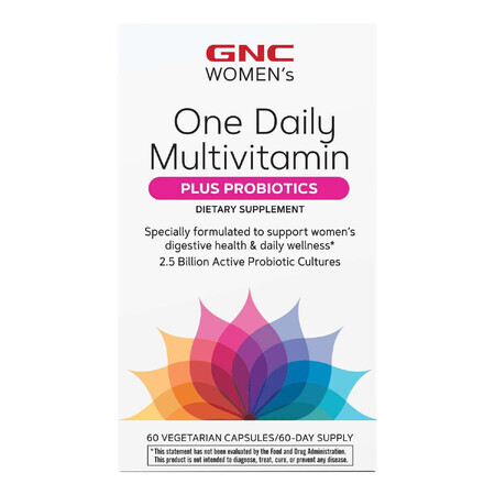 Gnc Women's One Daily Multivitamine Plus Probiotica, Multivitaminencomplex voor vrouwen met Probiotica Lab4, 60 Cps