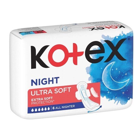 Assorbenti notturni ultra morbidi, 6 pezzi, Kotex