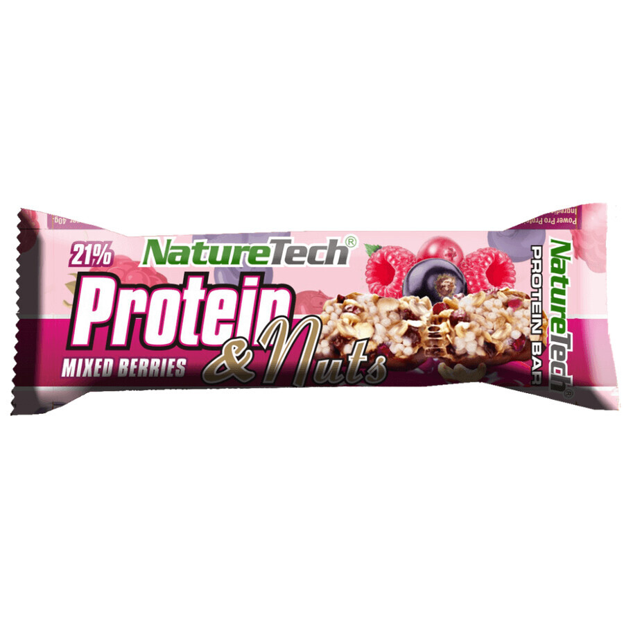 Energy bar with 21% Protein, berries and nuts Protein nuts, 45 g, Nature Tech