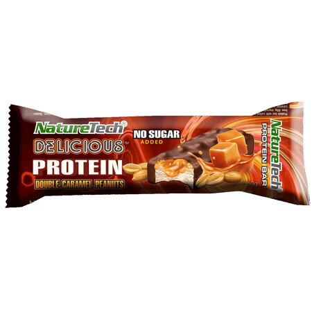 Sugar-free energy bar with double caramel and peanuts Delicious, 60 g, Nature Tech