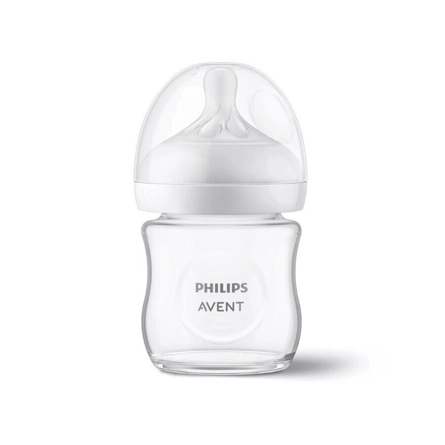 Biberon din sticla Natural Response, 1 luna +, 120 ml, Philips Avent