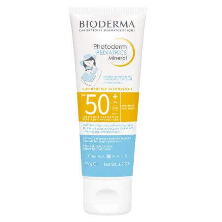 Bioderma Pädiatrie Mineralische Sonnenschutzcreme für Kinder Mineral, SPF 50+, 50 ml