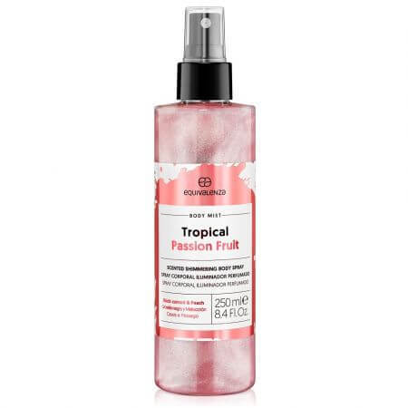 Spray corpo illuminante al frutto della passione, ribes nero e pesca Tropical Passion Fruit, 250 ml, Equivalenza