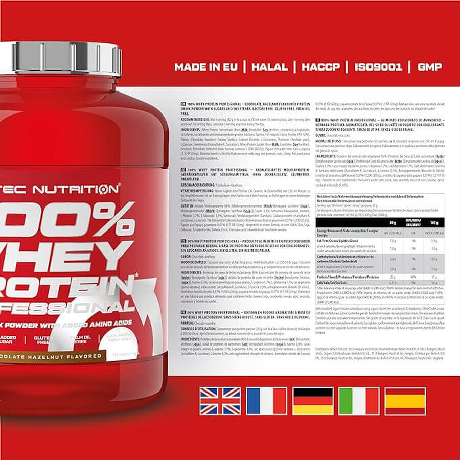 Proteine ​​in polvere 100% Whey Protein Professional, Chocolate, 2350 g, Scitec Nutrition