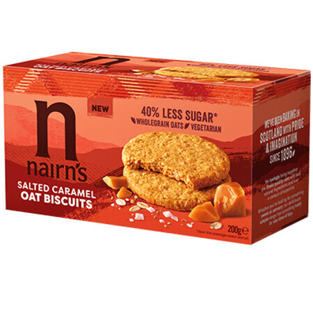 Whole oat biscuits with salted caramel, 200 g, Nairns