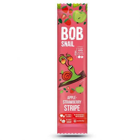 Appel en aardbeien schijfje naturel, 14 g, Bob Slak