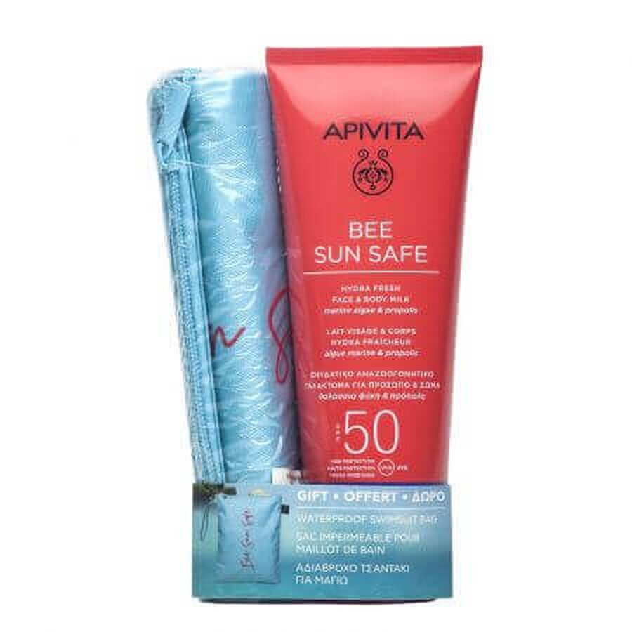 Pachet Bee Sun Safe Lapte corp SPF50 & geanta impermeabila de plaja, Apivita