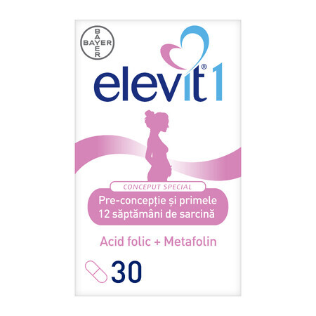 Elevit 1, Multivitaminici per pre-concezione e gravidanza - Primo trimestre di gravidanza, 30 compresse, Bayer