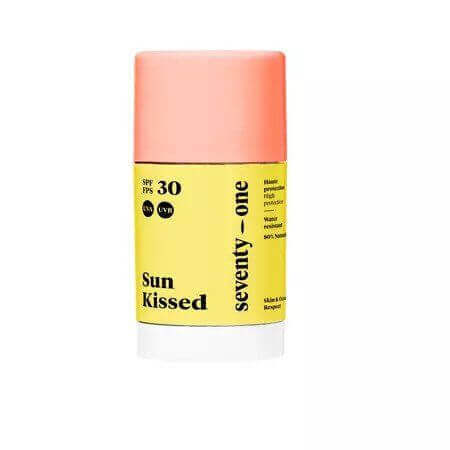 Stick solare protettivo waterproof per viso e zone sensibili, Sun Kissed, SPF 30, 15 g, Seventy One Percent