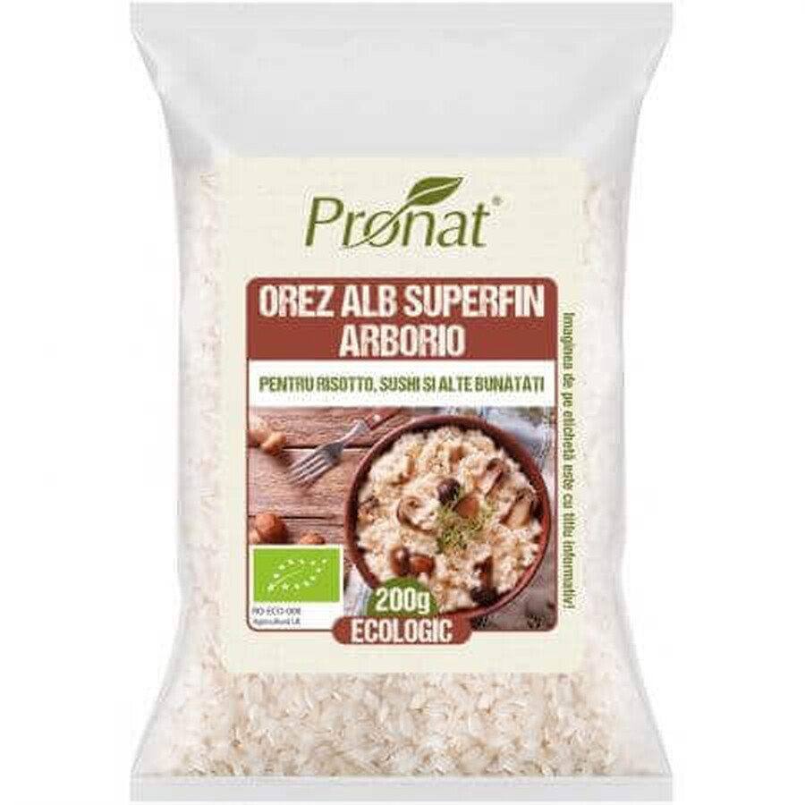 Riso bianco superfino Arborio per risotti, sushi e altre golosità, 200 g, Pronat