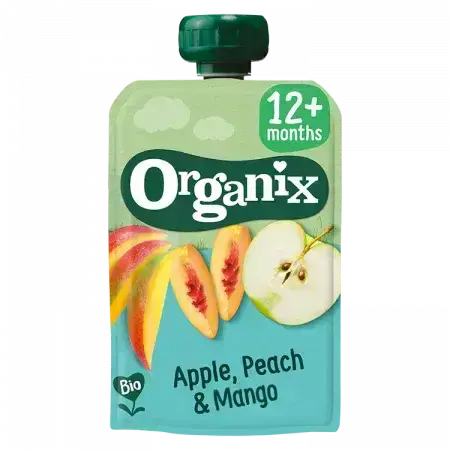 Bio-Apfel-, Pfirsich- und Mango-Püree, +12 Monate, 100 g, Organix