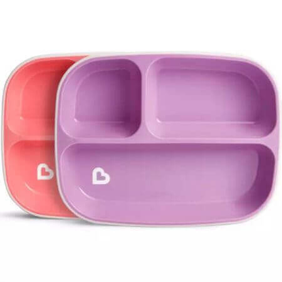 Lot de 2 assiettes compartimentées Splash, rose/violet, Munchkin