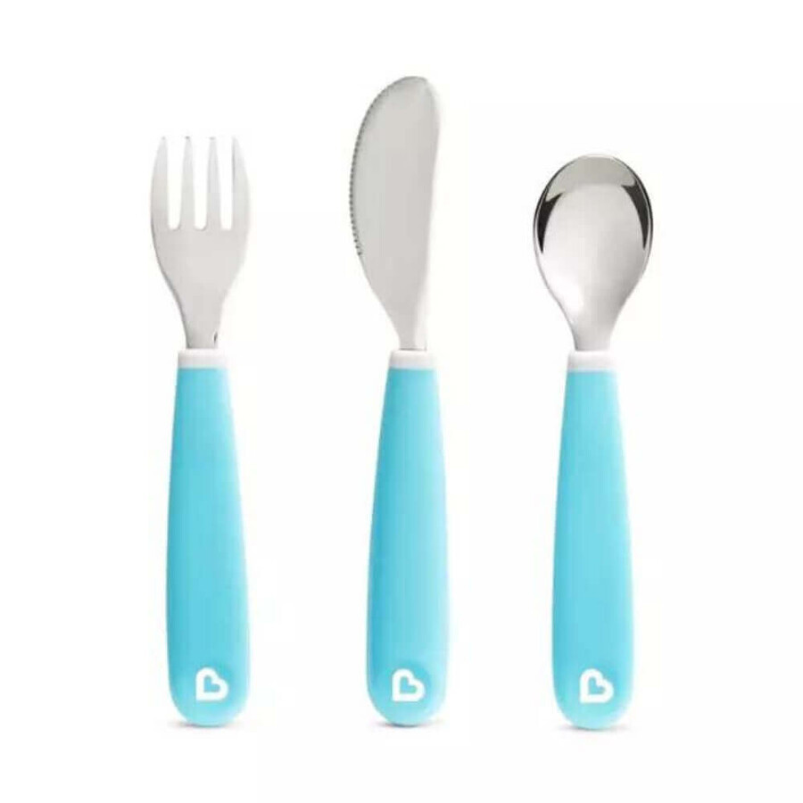 Set of 3 Splash baby cutlery, +18 months, Light Blue, Munchkin