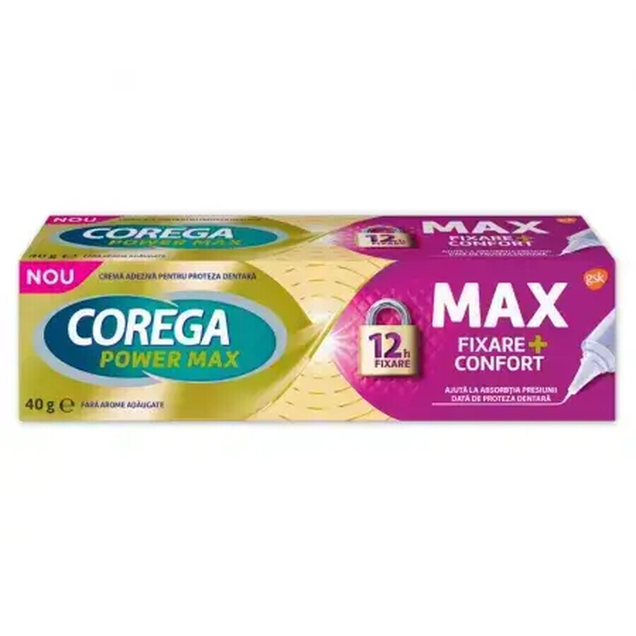 Crema adesiva per protesi Corega Power Max Fixation+Comfort, 40 g, Gsk