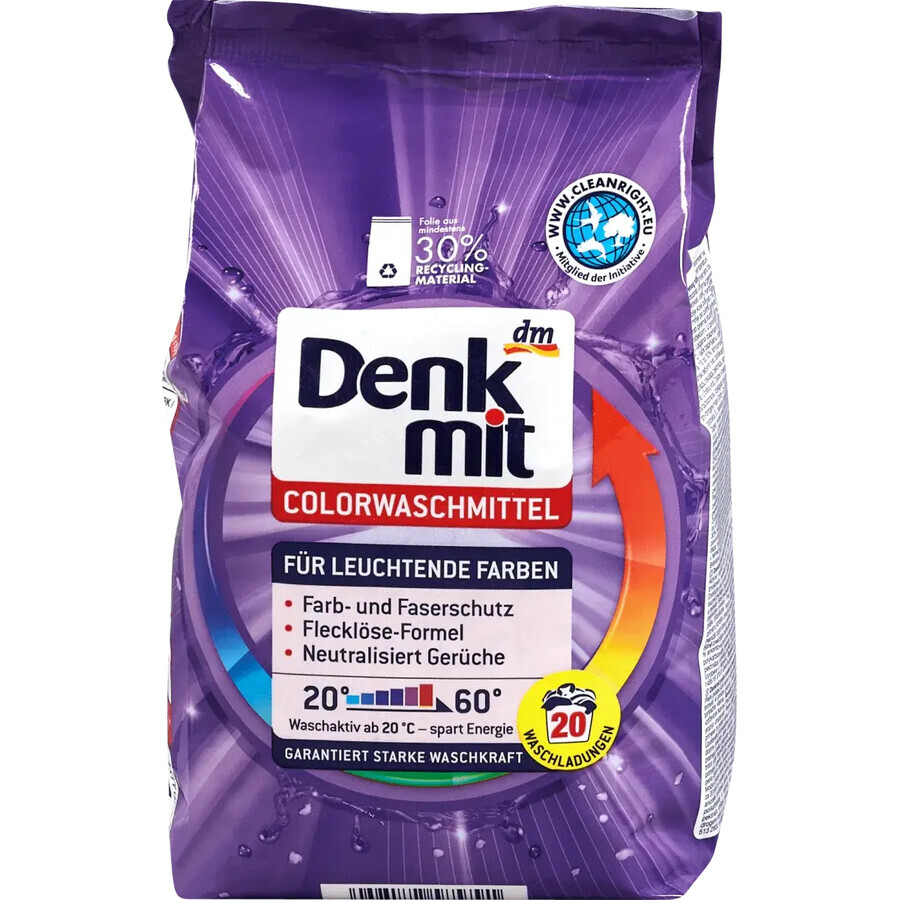 Detersivo in polvere per bucato colorato, 20 lavaggi, 1,35 kg, Denkmit