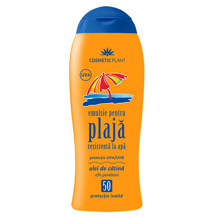 Emulsión de playa resistente al agua con aceite de catina SPF 50, 200 ml, Planta Cosmética