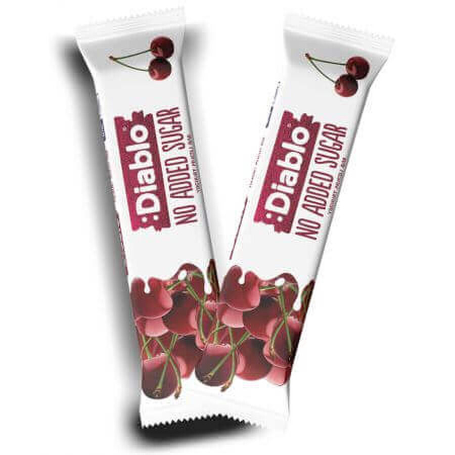 Sugar-free cereal bar with cherries and yoghurt coating, 30 g, Diablo