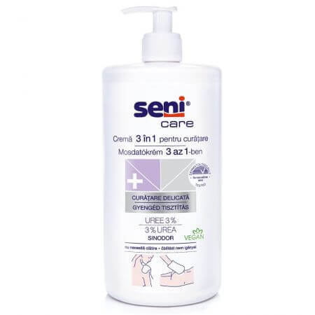 3 in 1 cream for cleansing sensitive skin with 3% urea Care, 1000 ml, Seni