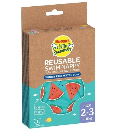 Pannolino da bagno riutilizzabile Little Swimmers, nr. 2 - 3, 5 - 11 kg, Anguria, 1 pz, Huggies