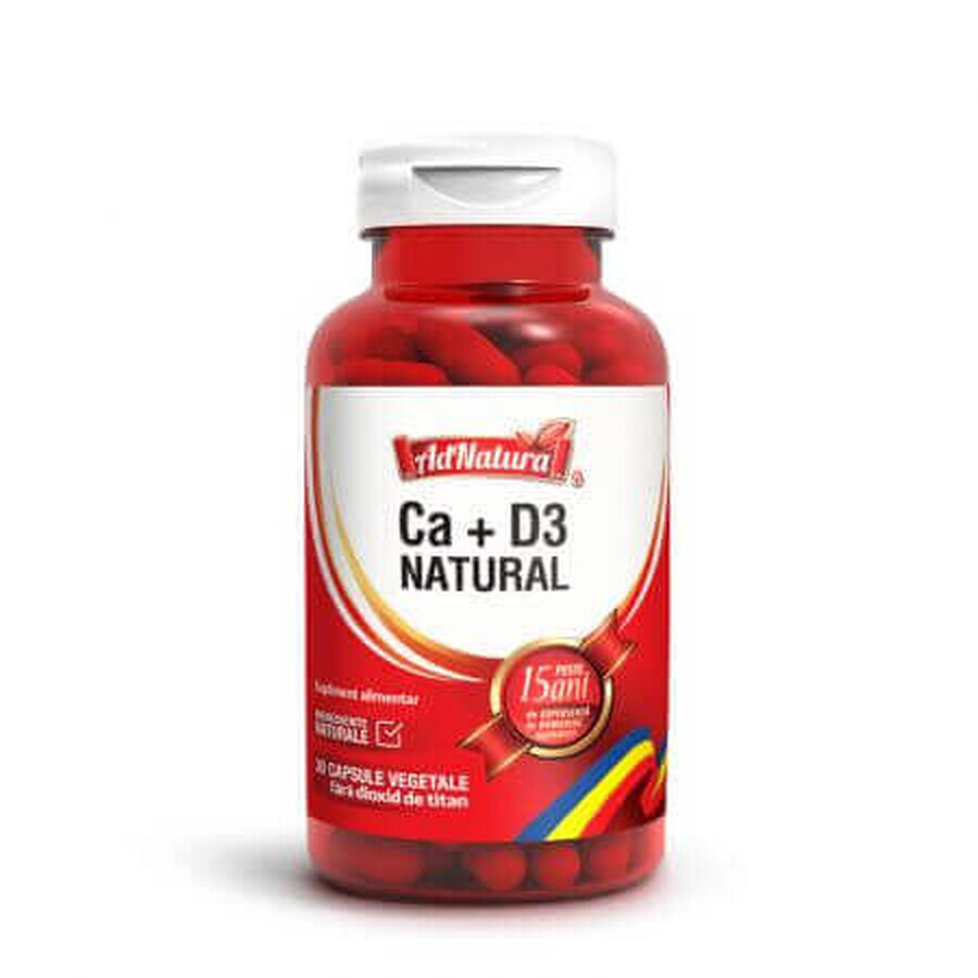 Calcio naturale + D3, 30 capsule, AdNatura