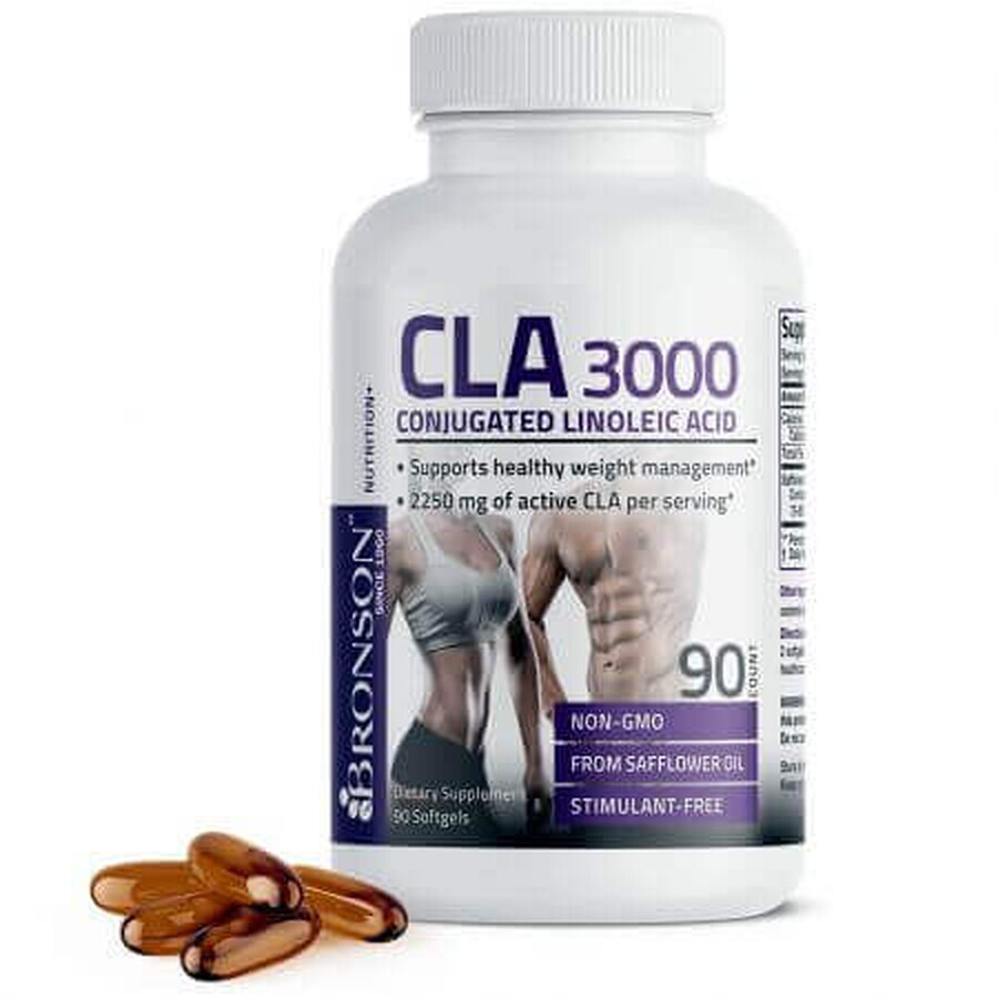 CLA 3000 conjugated linoleic acid, 90 capsules, Bronson Laboratories