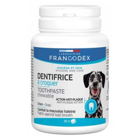 Dentifricio sotto forma di compresse masticabili per cani, 20 compresse, Francodex