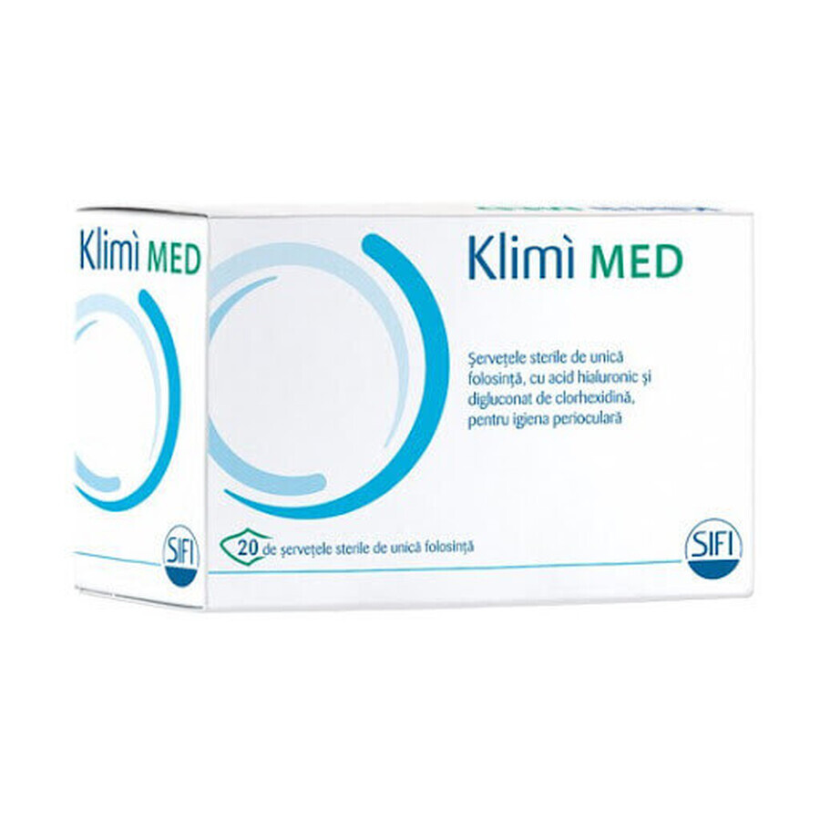 Klimi' Med, Salviettine Detergenti Monouso Sterili Per L'igiene Oculare, 20 pezzi, Sifi